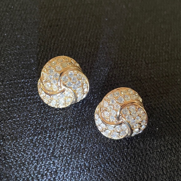 Jewelry - Gold and Diamond Knot Earrings - costume jewelry!